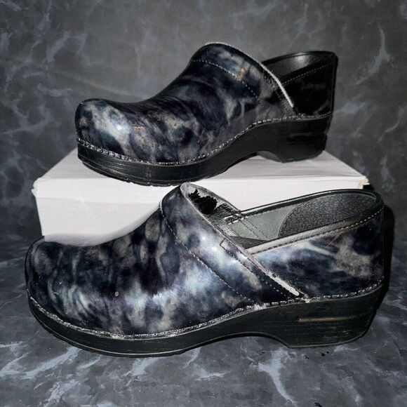 Dansko Professional Clogs Blue/Black Swirl Marble Leather Women’s Size 10.5-11 - Picture 1 of 6